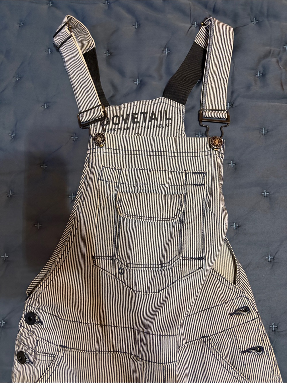 Dovetail Women's Striped Bib Overalls - Black & White